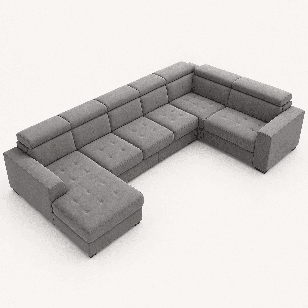 A large, contemporary U-shaped sectional sofa, composed of multiple modular units, upholstered in a… — 3D model