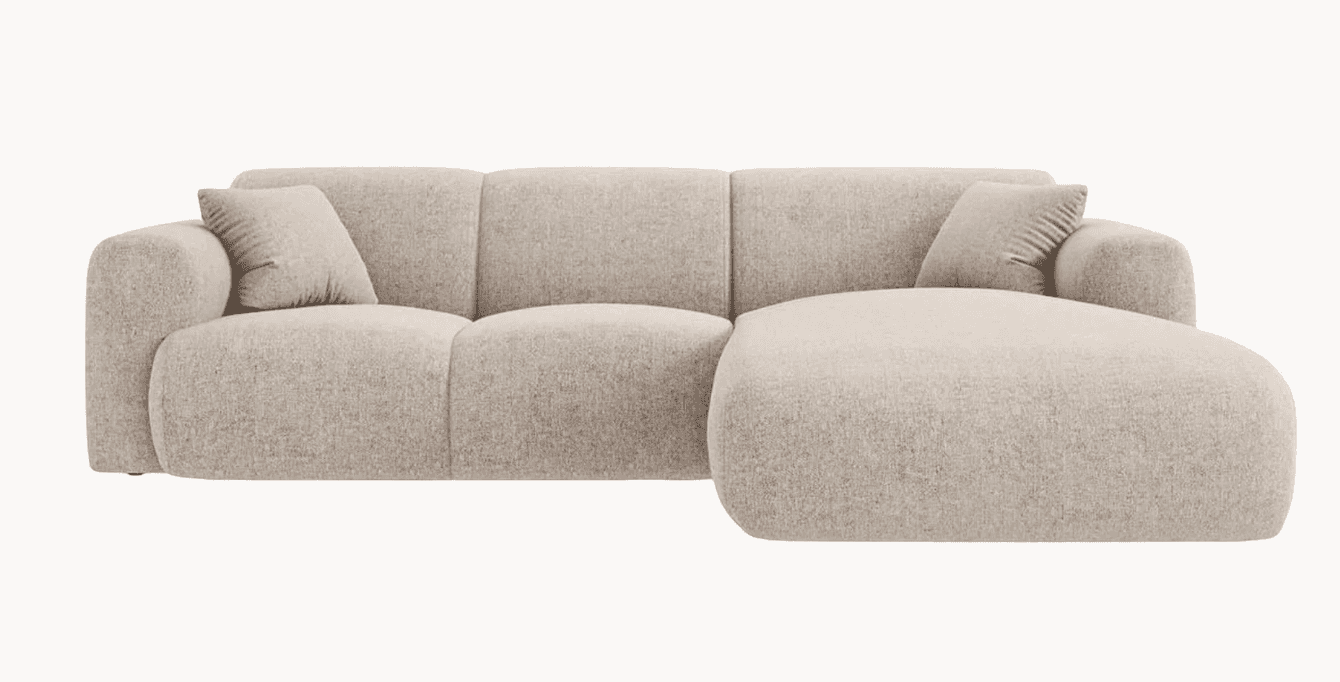 A modular sectional sofa with a chaise lounge extension. The sofa features plush, rounded armrests a… — 3D model