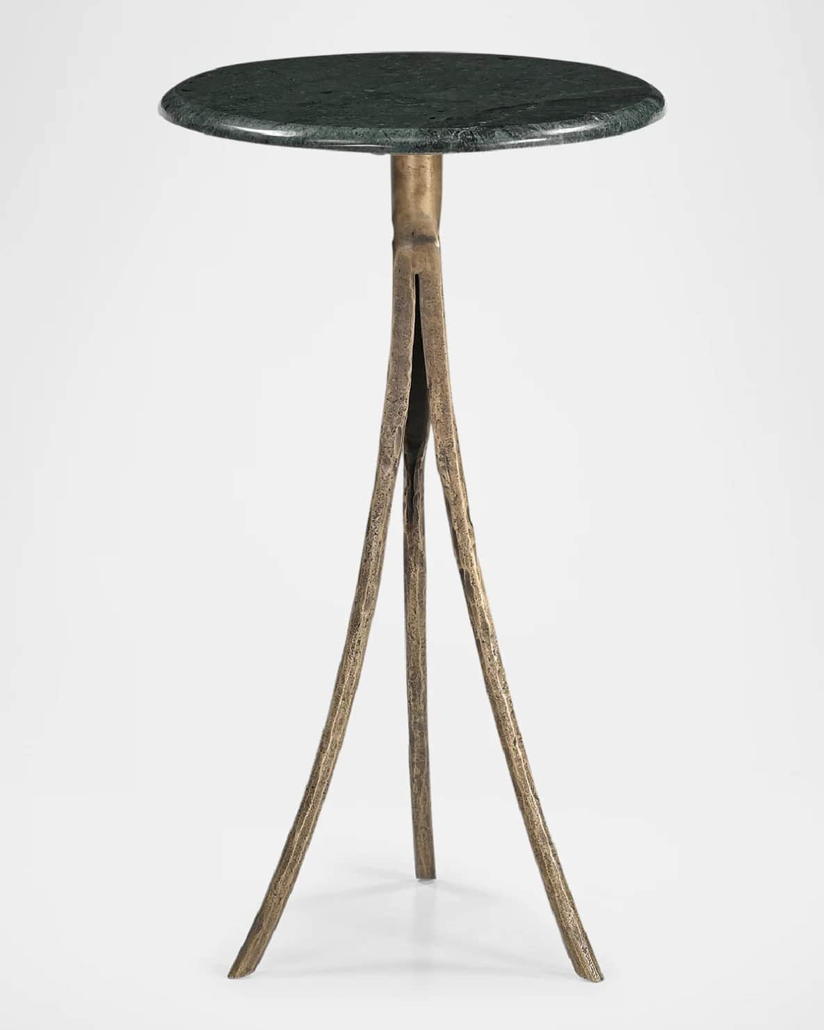 A small, round-topped side table with a tripod base. The tabletop appears to be made of dark green v… — 3D model