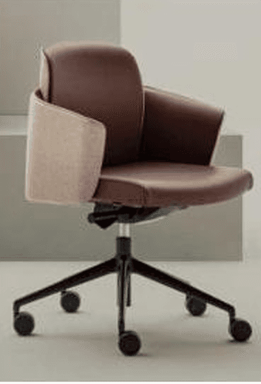 A contemporary swivel office chair featuring a two-tone upholstered design. The seat, inner back, an… — 3D model