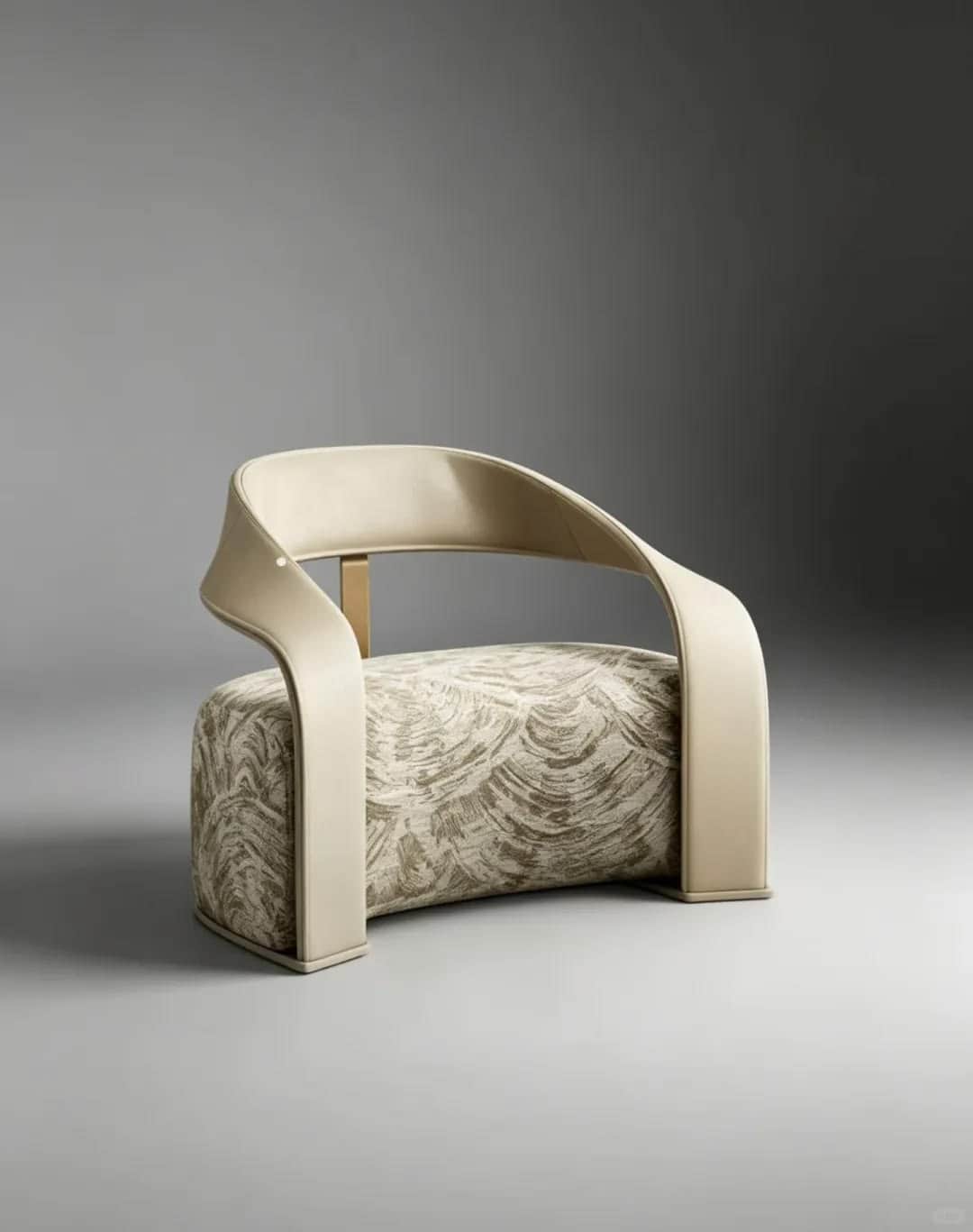 A modern sculptural accent chair featuring a distinctive design. The seat and lower body are upholst… — free OBJ 3D model