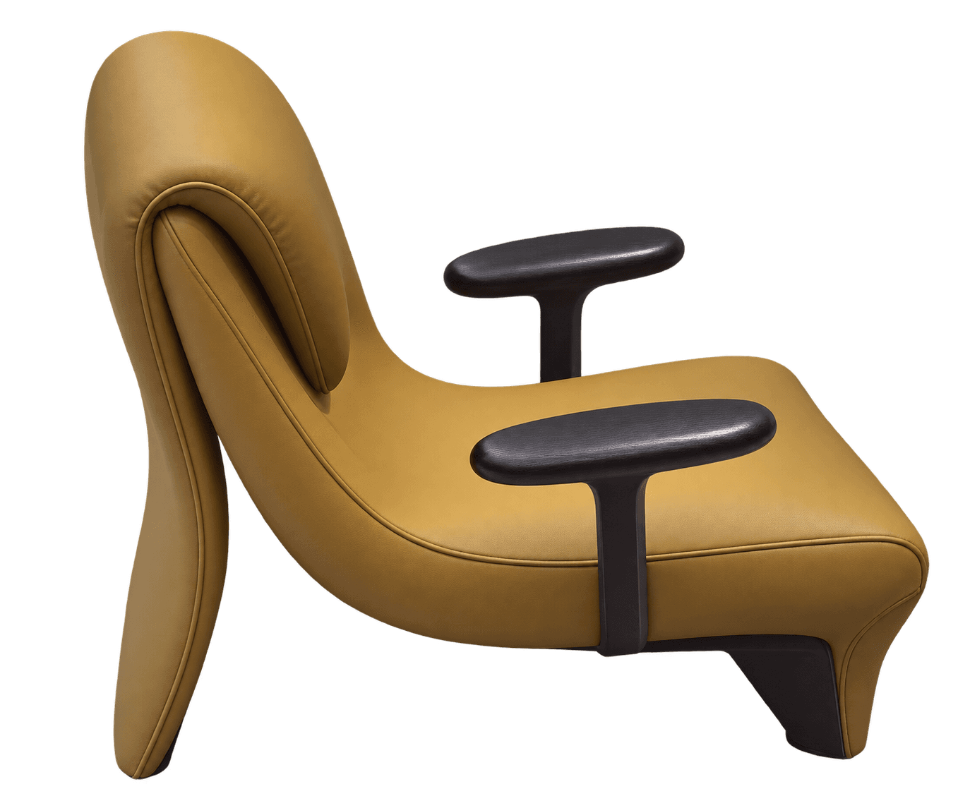 A contemporary lounge chair with a distinct curvilinear and sculptural form, upholstered in a mustar… — 3D model