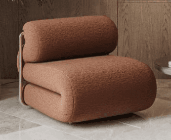 A modern lounge chair featuring a plush, continuously folded upholstered seat and backrest in a warm… — free OBJ 3D model
