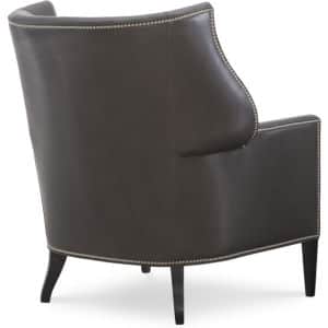 A dark brown accent chair upholstered in leather, featuring a high back with subtle wingback element… — free OBJ 3D model