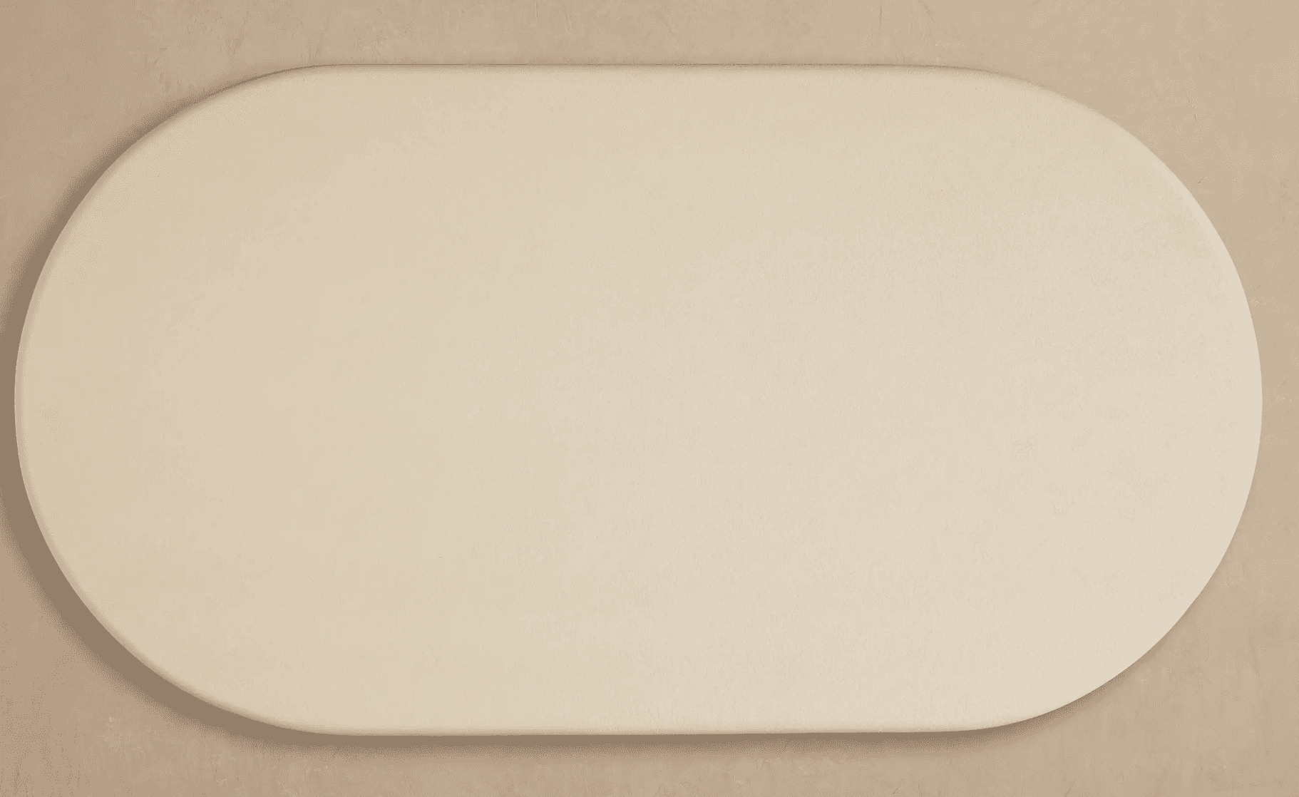 A cream-colored, oval-shaped decorative panel with a smooth, matte finish and softly rounded edges,… — 3D model