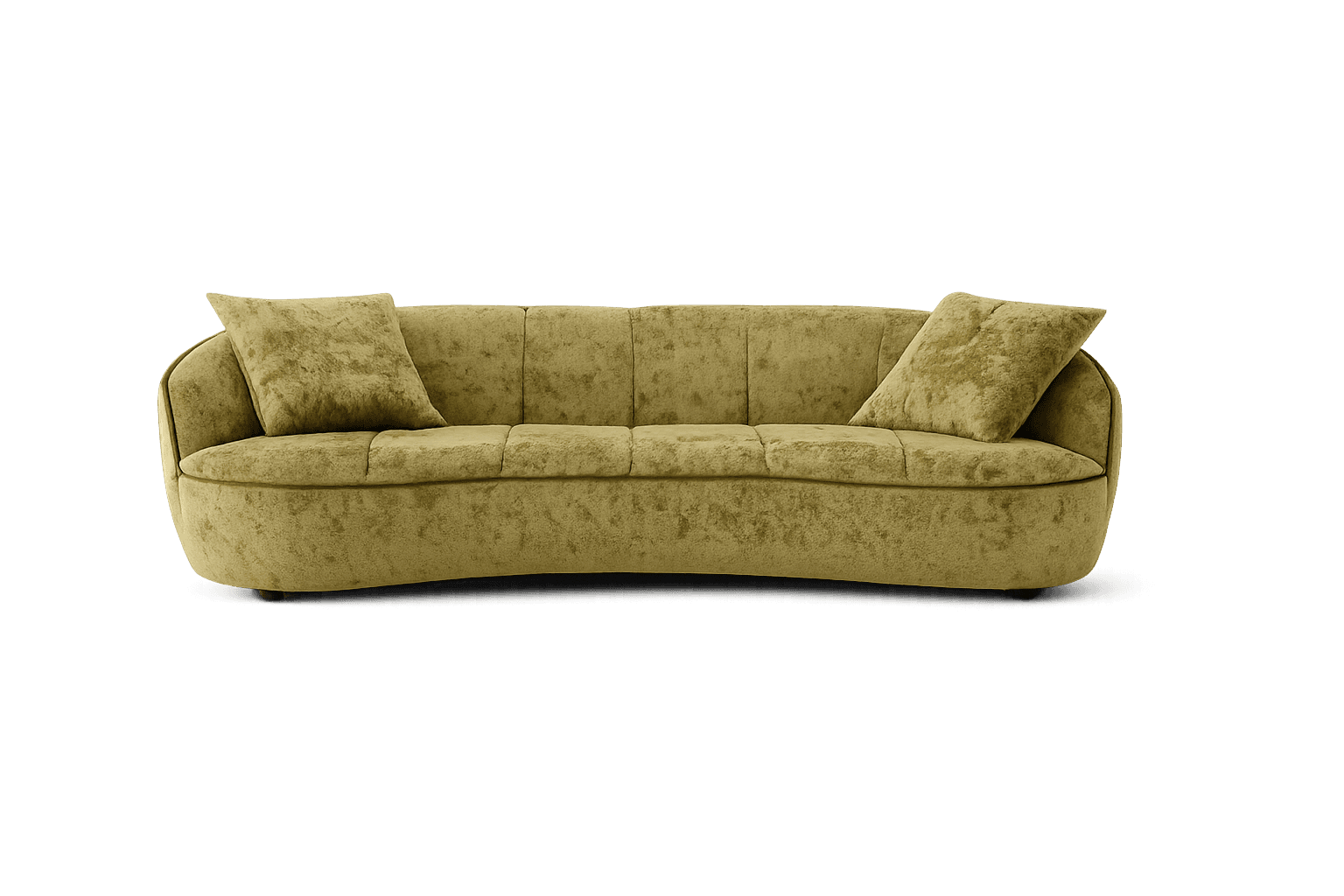 A contemporary, curved sofa with a plush upholstery. It features a distinct rounded silhouette with… — 3D model