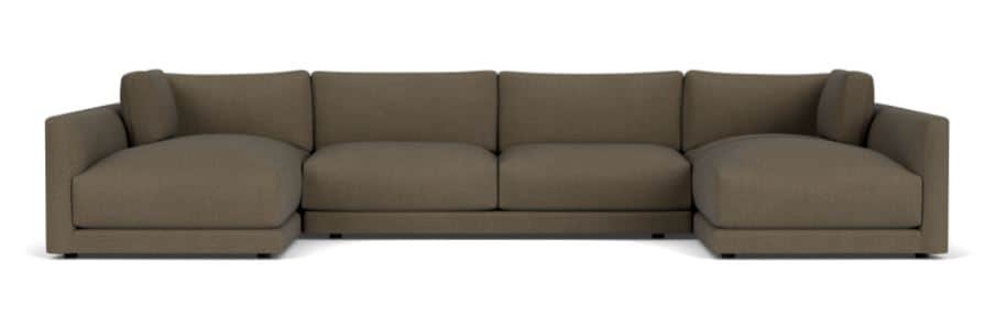 A large U-shaped sectional sofa upholstered in a muted taupe woven fabric. The sofa features a centr… — 3D model