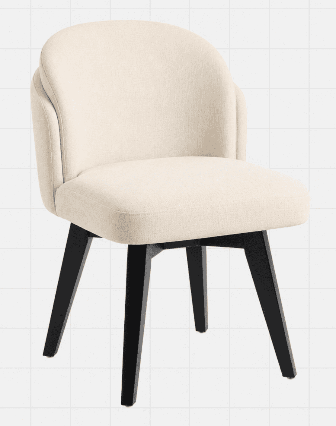 A contemporary upholstered swivel chair featuring a rounded backrest that seamlessly integrates into… — 3D model