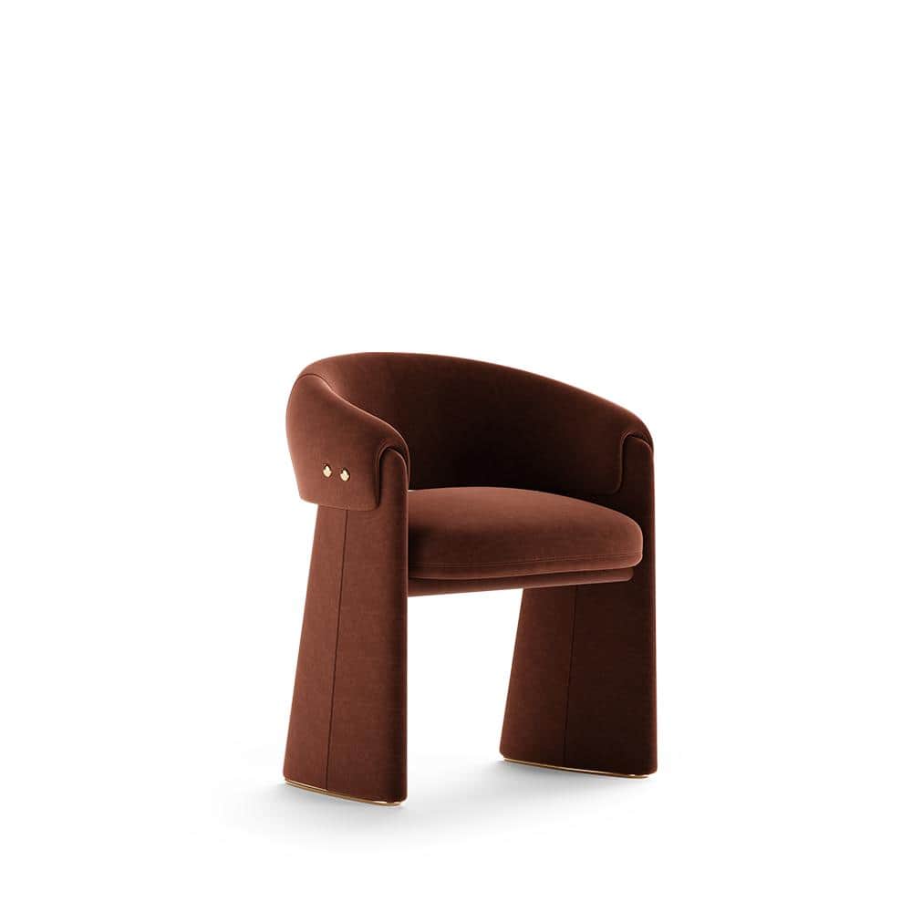 A contemporary upholstered accent armchair featuring a monolithic and sculptural design. It is fully… — 3D model