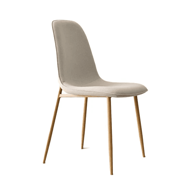 A modern dining chair featuring a molded, upholstered seat and backrest supported by four slender, t… — 3D model