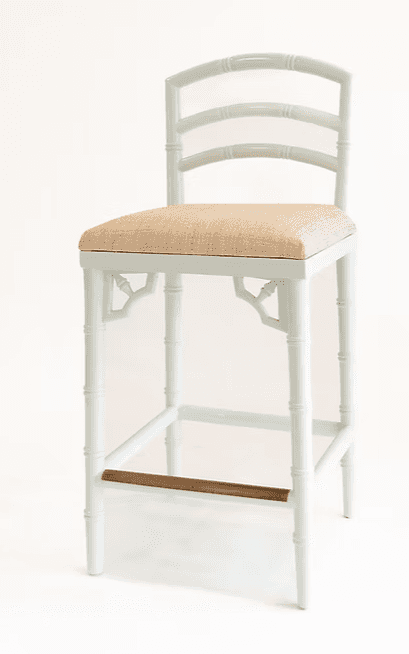 A light blue-grey painted counter stool featuring a bamboo-style frame. The stool has four legs, sim… — free GLB 3D model