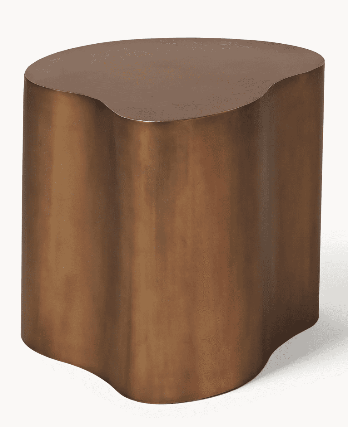A bronze-toned metal accent table featuring an organic, undulating silhouette. — 3D model
