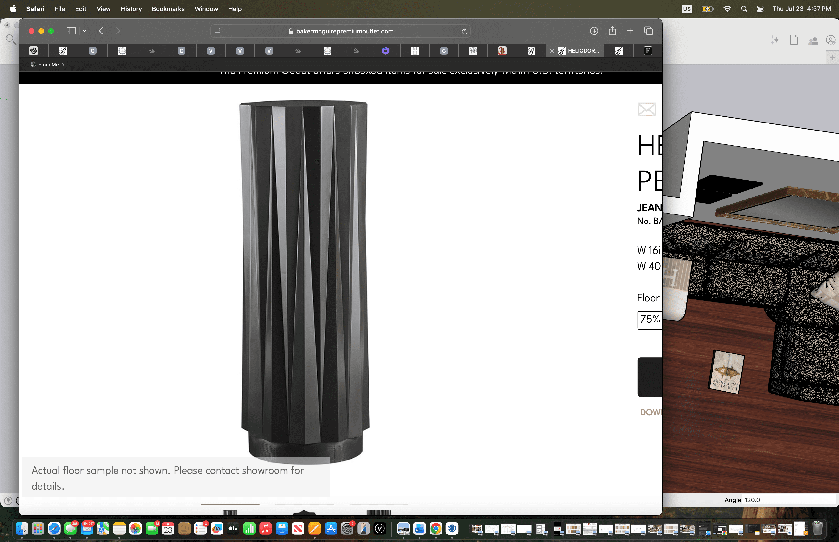 A tall, cylindrical decorative object with a distinct faceted or fluted exterior surface. The object… — 3D model