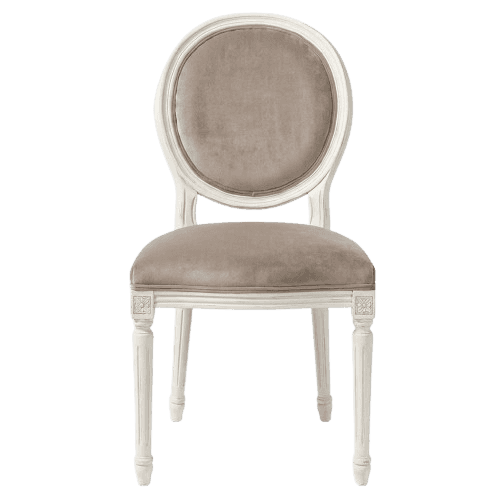 A Neoclassical style armless chair featuring an oval backrest and a square seat, both upholstered in… — 3D model