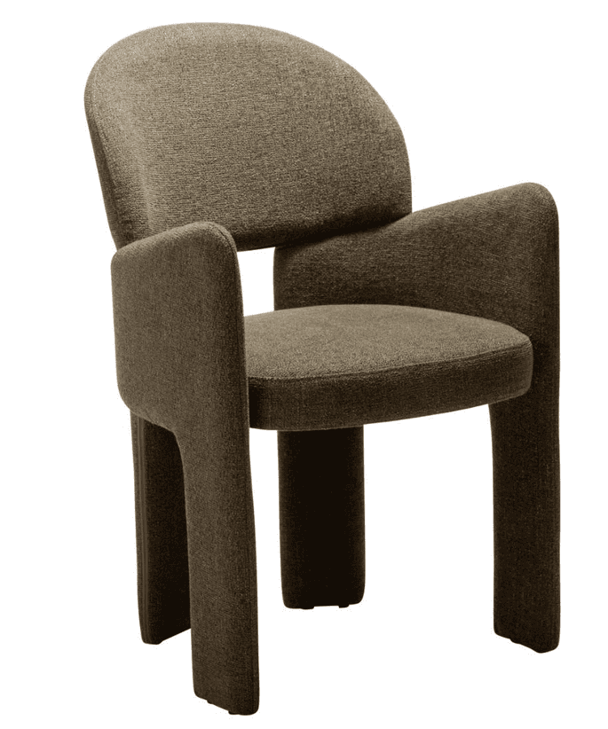 A contemporary armchair featuring a fully upholstered design in a textured brown-grey fabric. The ch… — 3D model