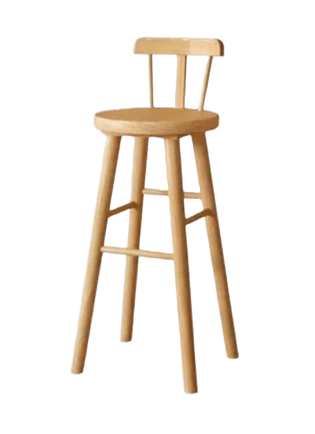 A minimalist bar stool crafted from light-colored wood, featuring a round, slightly contoured seat a… — 3D model