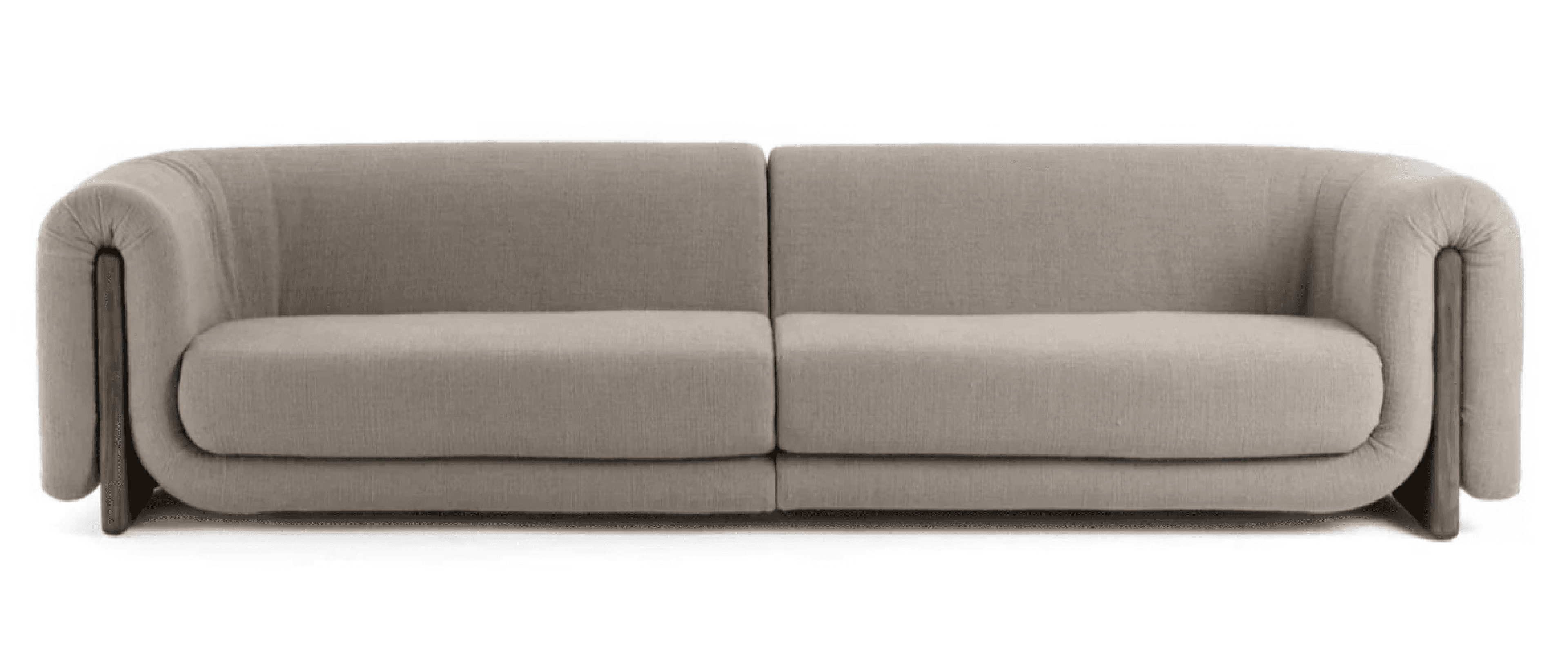 A contemporary two-seater sofa upholstered in a light beige fabric. It features distinctively rounde… — free SKP 3D model