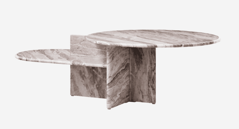 A contemporary coffee table with a unique asymmetrical design. It features two distinct table surfac… — free SKP 3D model