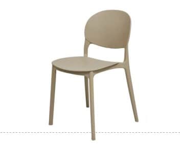 An armless dining chair crafted from single-piece molded plastic, featuring a curved backrest and se… — 3D model