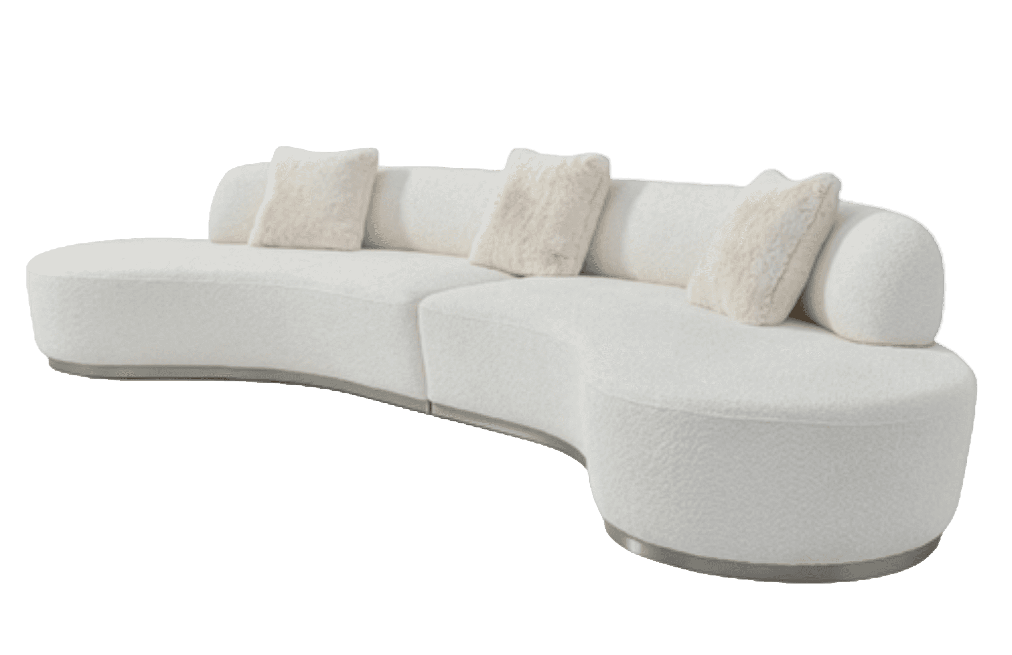 A contemporary, curved sofa with a textured white upholstery. It features a modular design, appearin… — 3D model