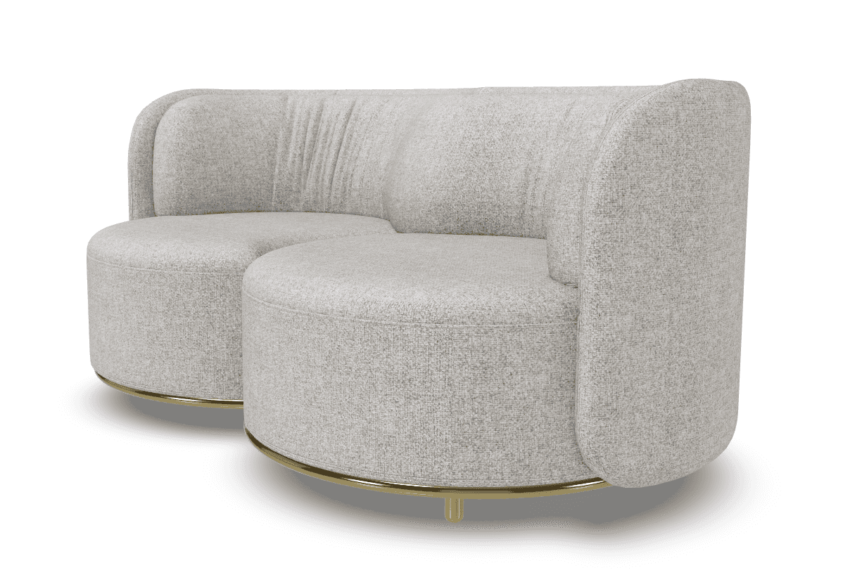 A curved, sectional sofa with rounded edges and a low profile. The upholstery appears to be a textur… — 3D model