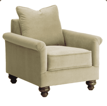 A comfortable, traditional style armchair with rolled arms, upholstered in a light beige fabric, fea… — 3D model