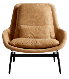 A contemporary armchair with a high back and deeply upholstered seat and backrest. It features a pro… — free GLTF 3D model