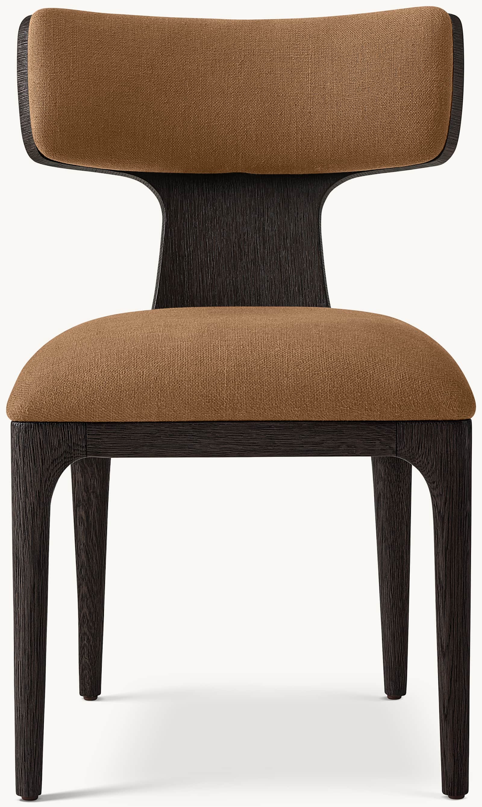 A modern dining chair with a dark wood frame and a fabric upholstered seat and backrest. The chair f… — 3D model