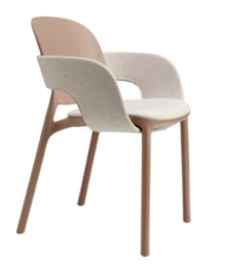 A contemporary armchair featuring a two-tone design with an upholstered inner shell and a contrastin… — free OBJ 3D model