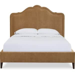 A queen-sized bed frame with an upholstered headboard and footboard. The headboard features a scallo… — free FBX 3D model