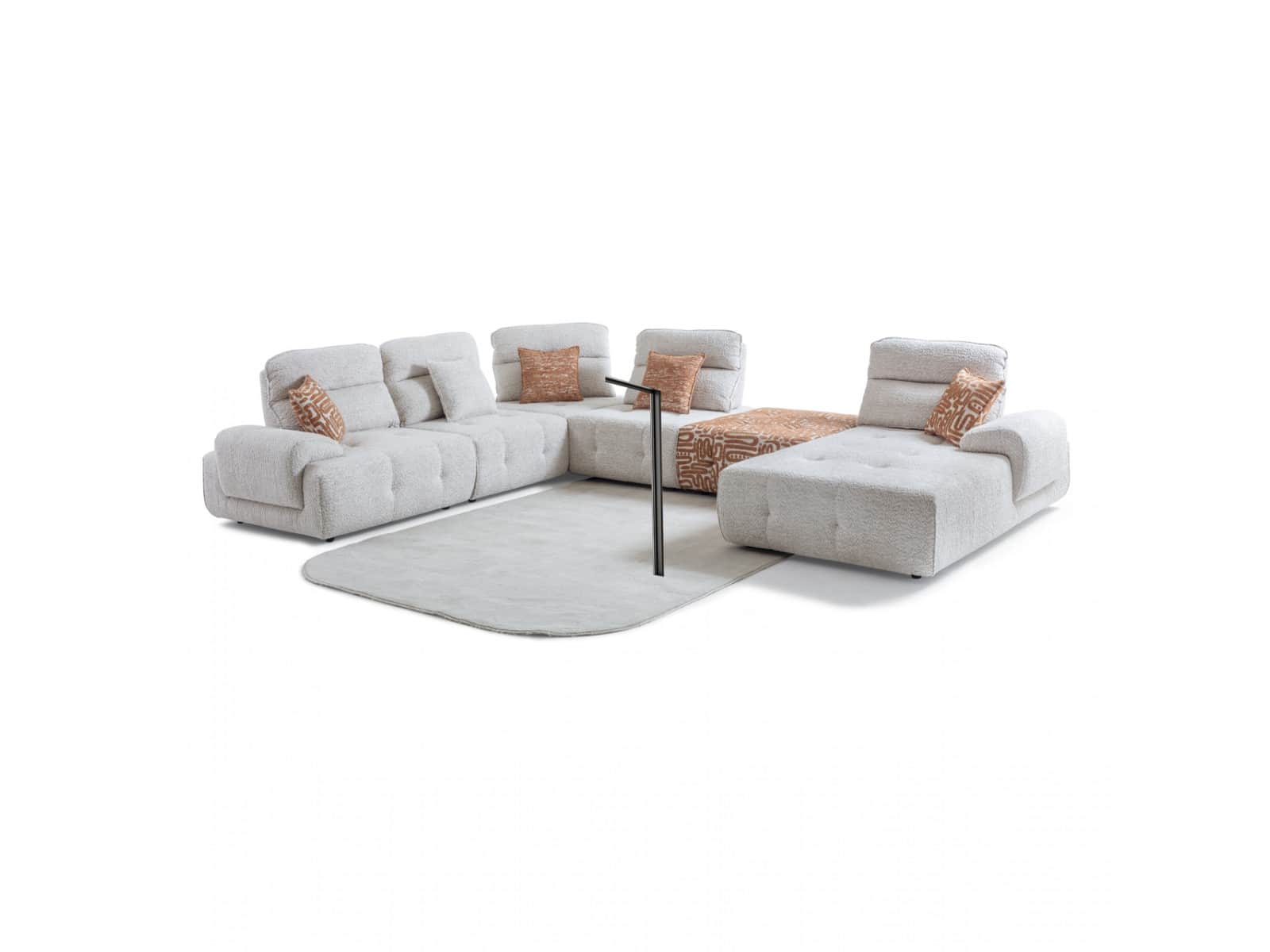 A modular sectional sofa with multiple seating units, including a chaise lounge. The sofa features a… — free SKP 3D model