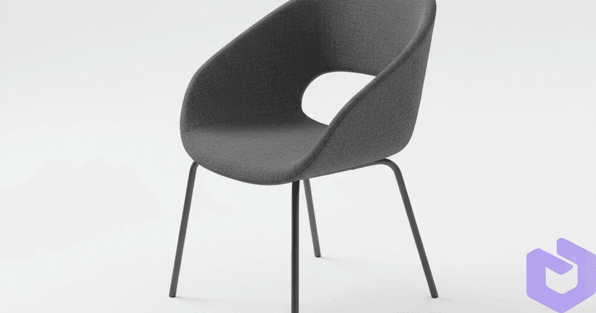 FurniMesh V2 engine — studio render of a modern designer armchair
