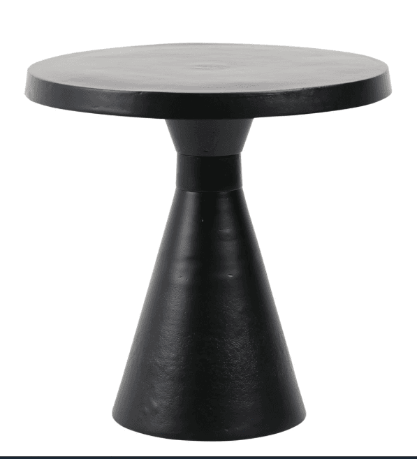 A small, round-top table with a distinctive conical pedestal base, entirely finished in matte black. The surface appears slightly textured. — 3D model