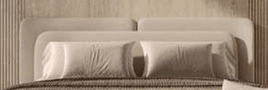 A light-colored, upholstered panel headboard featuring a clean, minimalist design. The headboard consists of multiple padded sections, with one prominent section detailed with horizontal fluting or ribbed texture, providing a subtle visual interest. Its neutral tone and contemporary form suggest it would complement various modern bedroom aesthetics. — 3D model