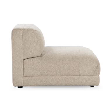 A modular sofa section viewed from the side. It features a low profile with a padded seat and backrest. The upholstery appears to be a textured fabric. The design is contemporary with clean lines and a somewhat rounded armrest or back extension. — 3D model