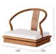 A low-profile lounge chair featuring a distinctive design inspired by Asian aesthetics, constructed from a warm-toned wood and complemented by a crisp white upholstered cushion. The chair's back and armrests are formed by a single, continuous curved wooden element that rises from the base. — 3D model
