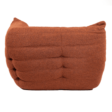 A low-profile, ergonomic corner sectional sofa module upholstered in a textured burnt orange fabric, featuring a distinctive pleated, all-foam construction. This piece is a module of the iconic Togo design by Michel Ducaroy. — 3D model