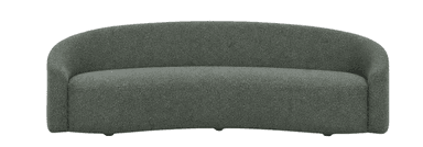 A single-seat armchair with a distinctive curved, C-shaped silhouette. The armchair features a high, embracing backrest that curves around the seating area, creating a sense of enclosure. The upholstery has a textured, bouclé-like appearance. — 3D model