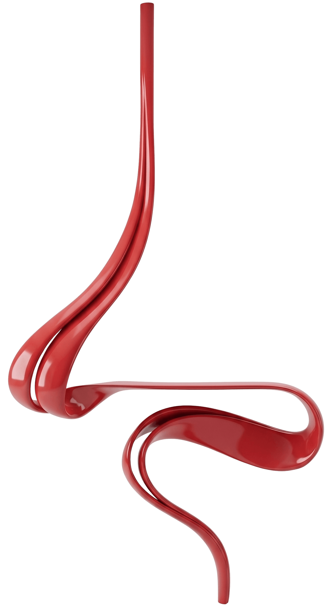 A modern, sculptural chair with a fluid, organic design. It features a continuous, ribbon-like form that rises from the base, curves to create a seat and backrest, and then tapers upwards. The form suggests movement and elegance. — 3D model