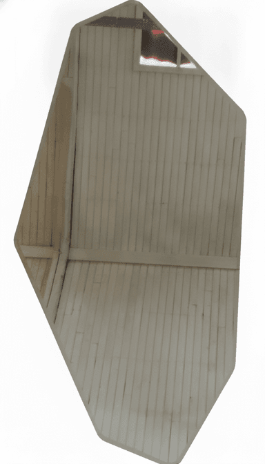 An irregular geometric wall mirror, featuring a frameless design with multiple angled sides and subtly beveled edges. The reflective surface is clear, offering a modern and artistic decorative element. — 3D model