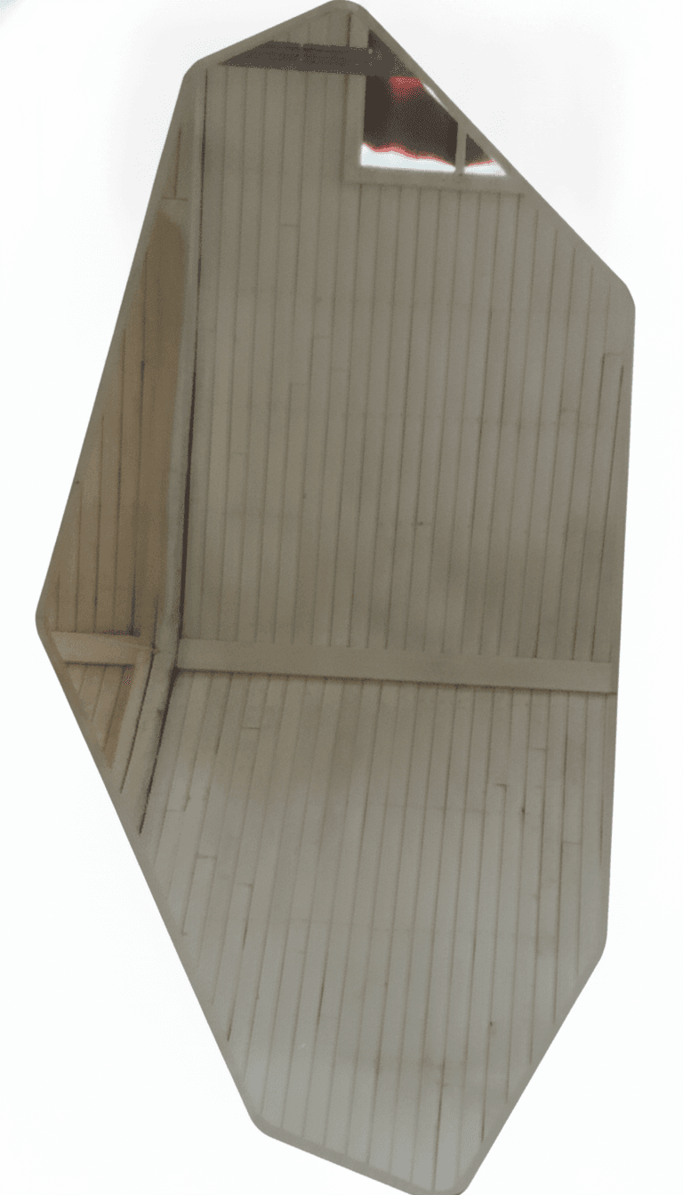 An irregular geometric wall mirror, featuring a frameless design with multiple angled sides and subtly beveled edges. The reflective surface is clear, offering a modern and artistic decorative element. — 3D model