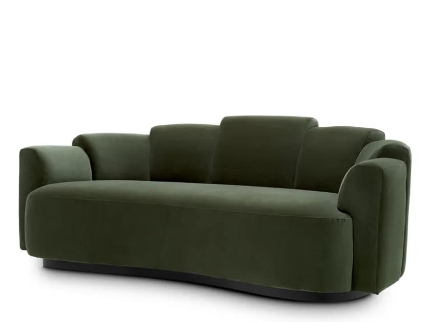 A modern sofa with a curved silhouette and plush upholstery. It features a low profile base and distinct back cushions. — 3D model