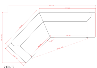 A modular, sectional sofa with a curved design. It appears to be upholstered in a light-colored, textured fabric. The sofa has clean lines and a low profile, suggesting a modern or contemporary style. It is composed of at least two connected sections, forming an L-shape that curves outwards. — 3D model