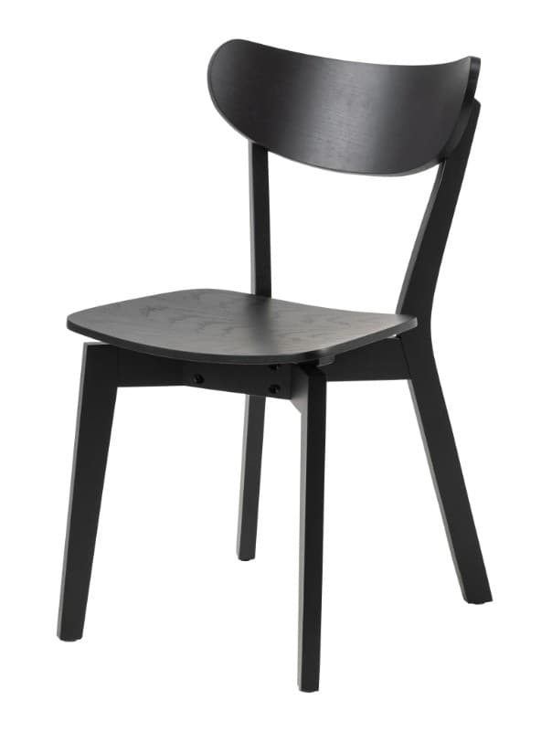 A modern chair with a curved backrest and a slightly angular seat. The chair features four legs and appears to be constructed from molded wood or a wood composite. It has a minimalist design with visible joinery points. — 3D model