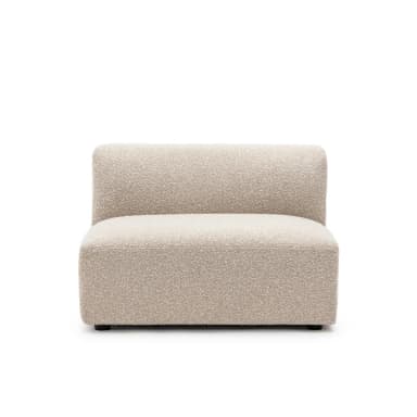An armless, modular seating unit upholstered in a textured boucle fabric. The unit features a low-profile design with a deep seat and a rounded backrest, suggesting a modern or contemporary aesthetic. It is a single component, likely intended to be part of a larger sectional sofa arrangement or used as a standalone accent piece. — 3D model