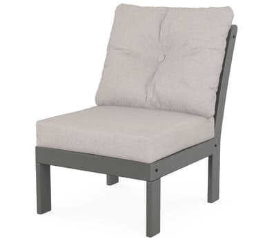 A single armchair with a slatted backrest and upholstered seat and back cushions. The frame appears to be constructed from a durable material suitable for outdoor use. The armrests are integrated into the frame, and the overall design is modern and minimalist. — 3D model