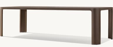 A modern dining table with a rectangular top and four cylindrical legs that are integrated into the structure. The legs have a subtle curve where they meet the tabletop. — 3D model