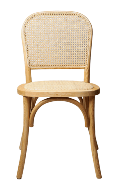 A light wood bentwood chair featuring a cane backrest and seat, designed in a classic bistro style. — 3D model