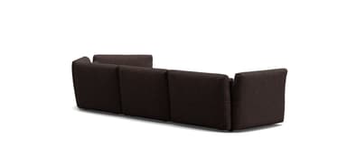 A dark brown upholstered modular sectional sofa featuring plush seat and back cushions, rounded armrests, and a contemporary design. The sofa is composed of at least three distinct modules. — 3D model