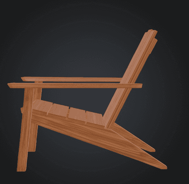 A high-back wooden armchair, viewed from the rear. The chair is constructed entirely of wood with a warm, natural brown finish. It features a tall, solid backrest with a distinctive horizontal grooved detail near the top. Substantial, flat armrests are partially visible extending from the sides. The chair's frame includes sturdy, angled rear legs, suggesting a stable and robust construction. The design appears functional and solid. — 3D model